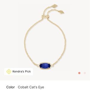 Kendra Scott Elaina Gold Adjustable Chain Bracelet in Cobalt Cat’s Eye